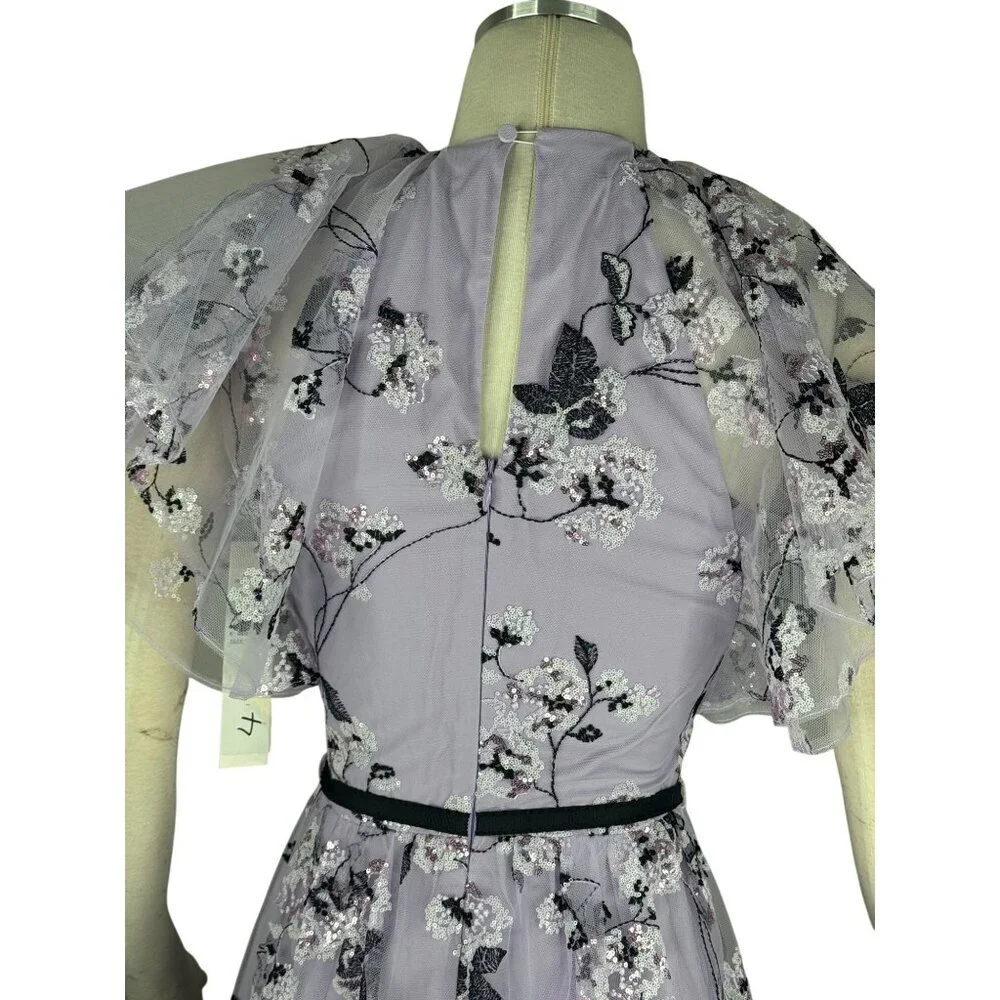 NWT ML Monique Lhuillier Floral Embroidered Mini Dress Size 4 Embellished Rare - Picture 11 of 16